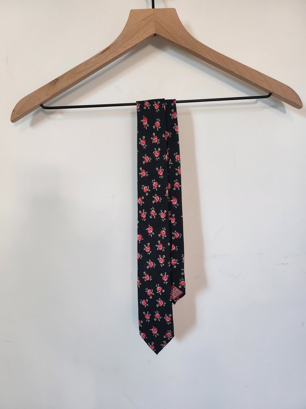 Original Penguin Black Tie with Pink Rose Print